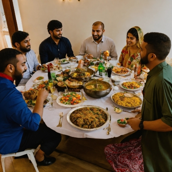 Clothing, Food, Table, Tableware, Sharing, Plate