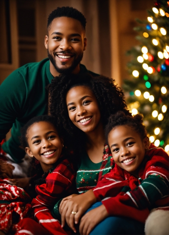 Smile, Face, Head, Christmas Tree, Photograph, Shirt