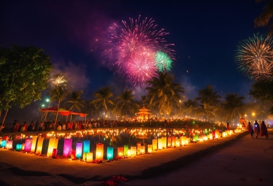 Sky, Fireworks, Light, Nature, World, Tree