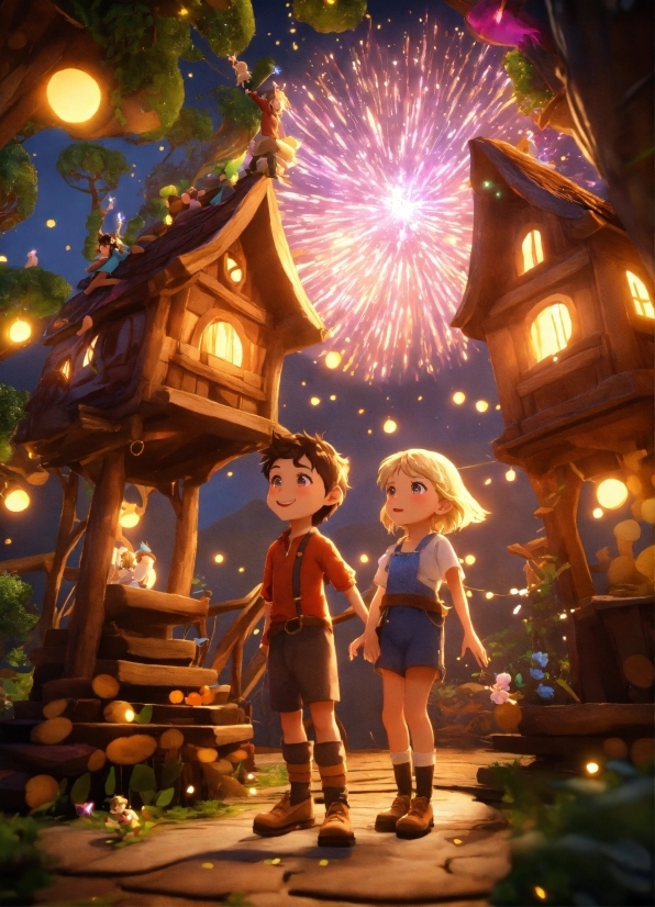 World, Light, Nature, Cartoon, Lighting, Fireworks