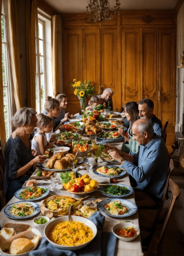 Food, Tableware, Table, Window, Chair, Plate