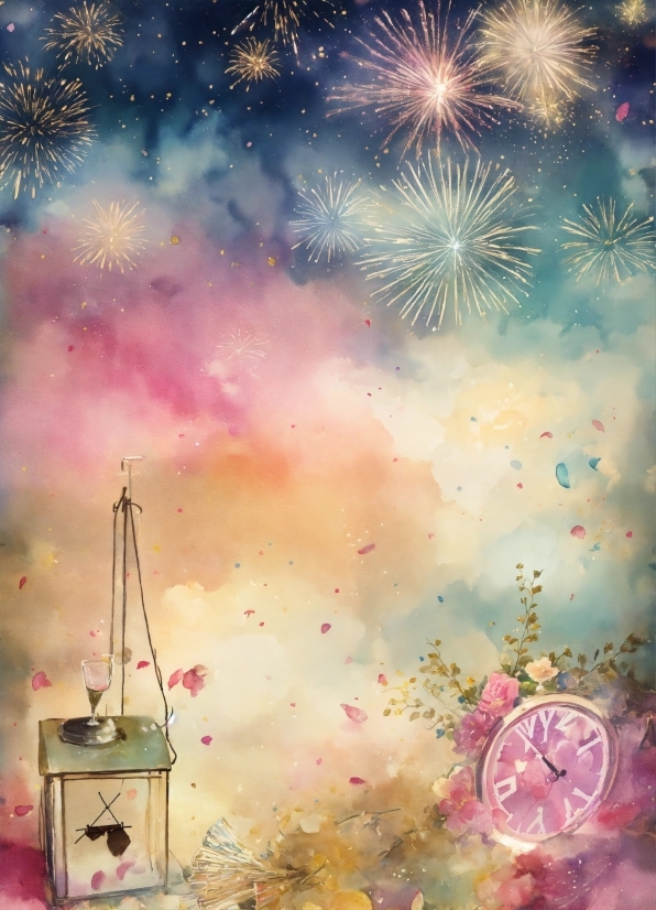 Light, Nature, Art, Pink, Fireworks, Painting