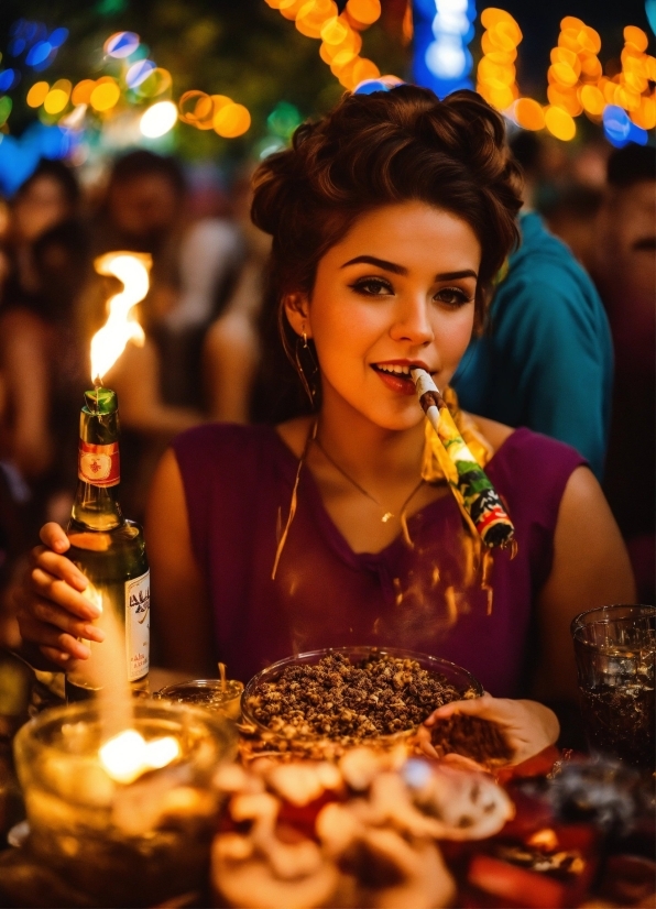 Smile, Photograph, Human, Orange, Temple, Candle