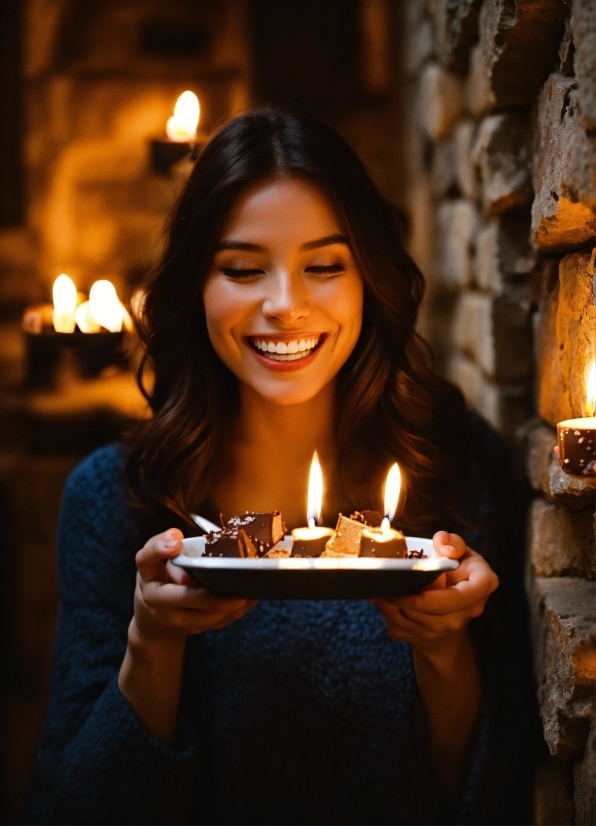 Face, Smile, Candle, Food, Flash Photography, Lighting