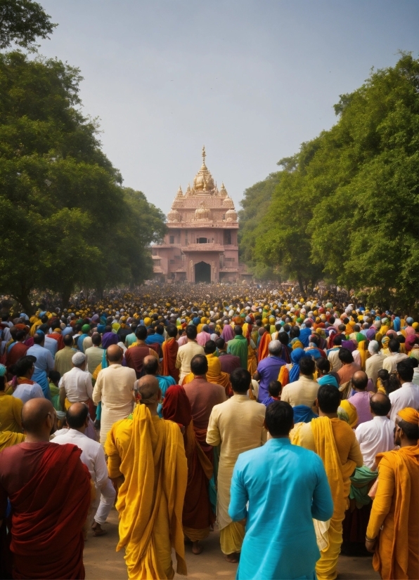 Sky, World, Temple, Tree, Morning, Crowd