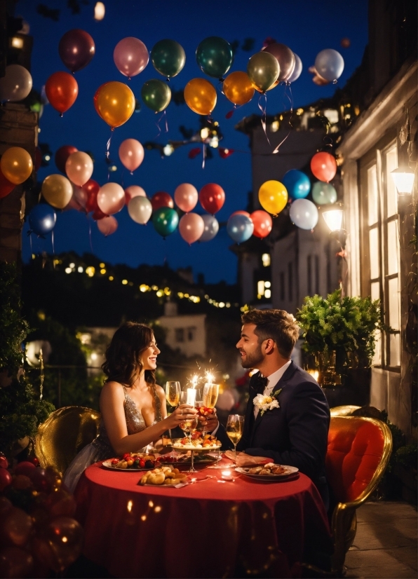 Table, Light, Decoration, Candle, Food, Balloon