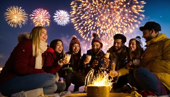 Jeans, Photograph, Light, Fireworks, Smile, Sky