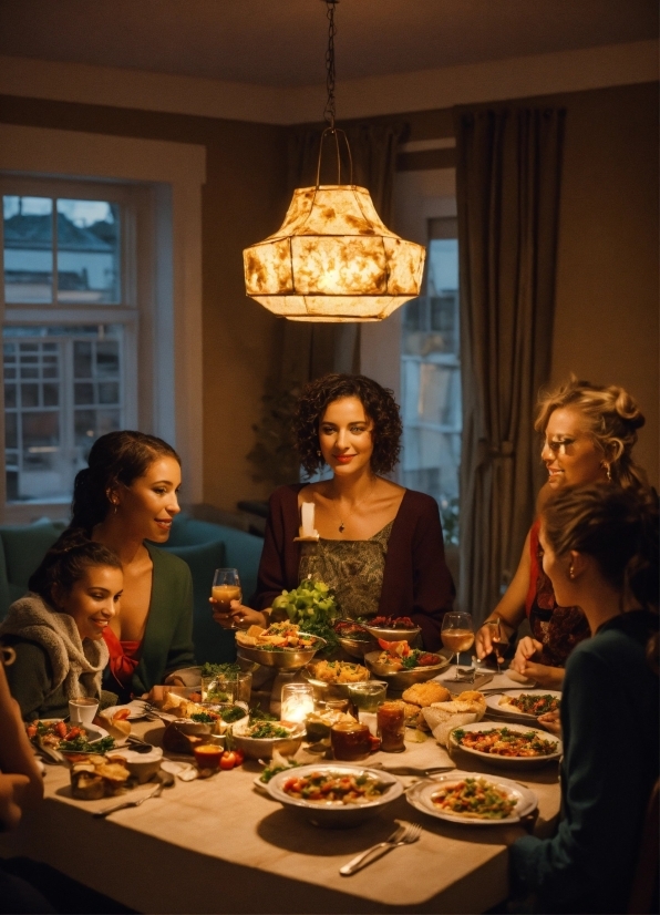 Table, Tableware, Window, Food, Smile, Lighting