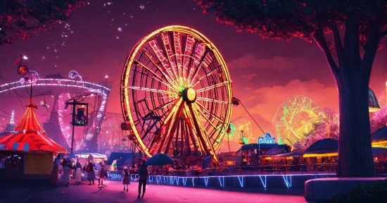 Sky, Wheel, Ferris Wheel, World, Purple, Leisure