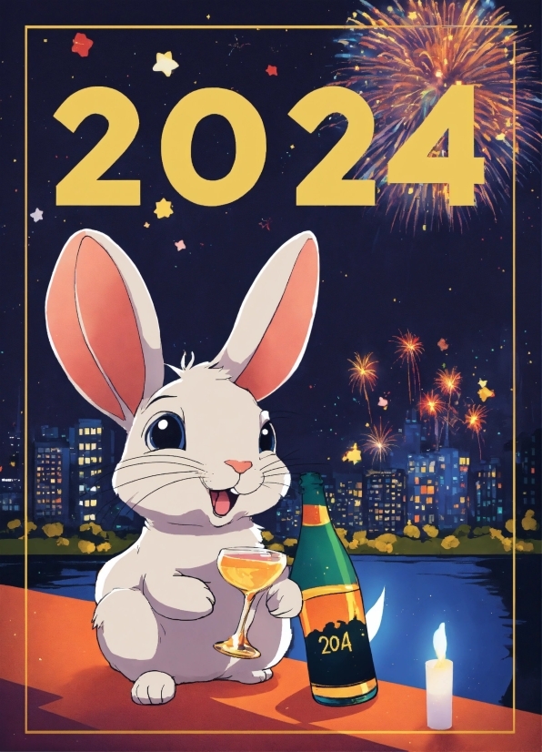 Rabbit, Light, Bottle, Cartoon, Rabbits And Hares, Event