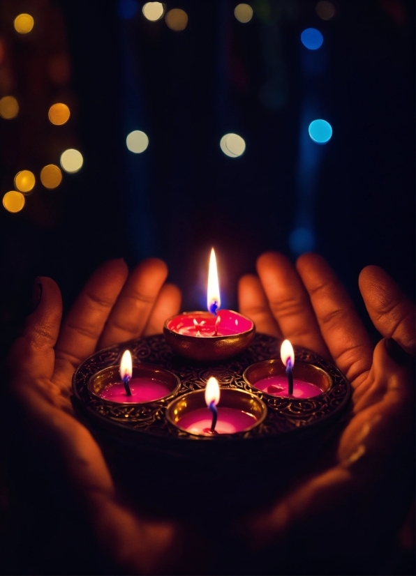 Candle, Purple, Wax, Gesture, Finger, Heat