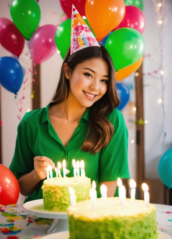 Food, Smile, Cake Decorating, Candle, Green, Cake