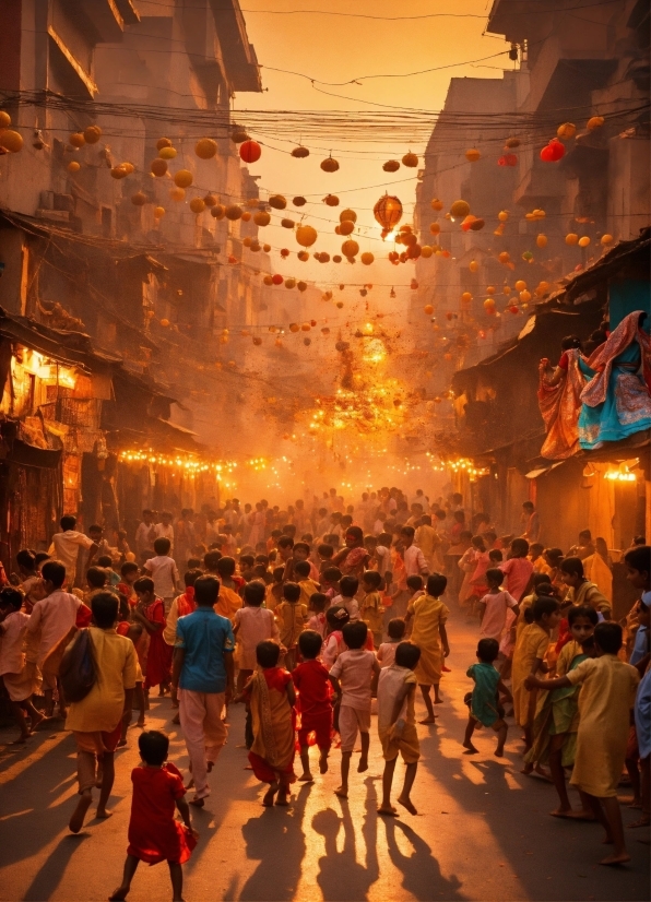 Building, Light, Orange, Temple, Fun, Public Space