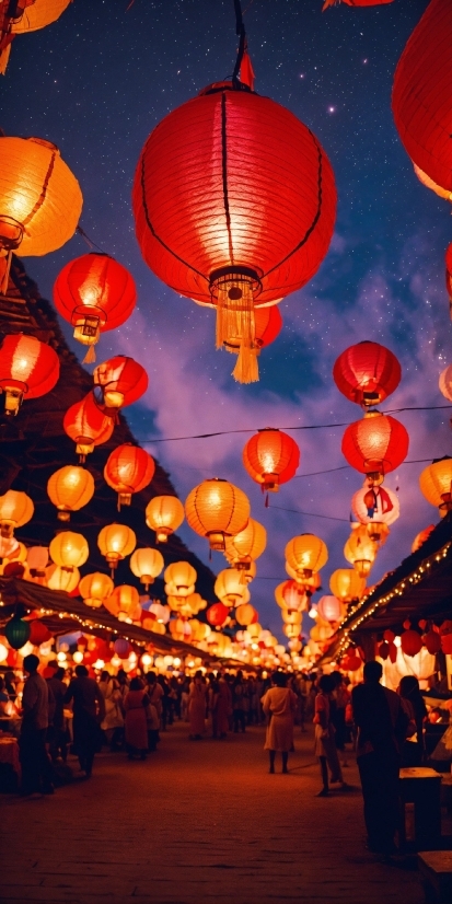 Sky, Lantern, Light, Orange, World, Architecture