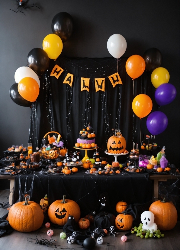 Pumpkin, Black, Orange, Calabaza, Balloon, Lighting