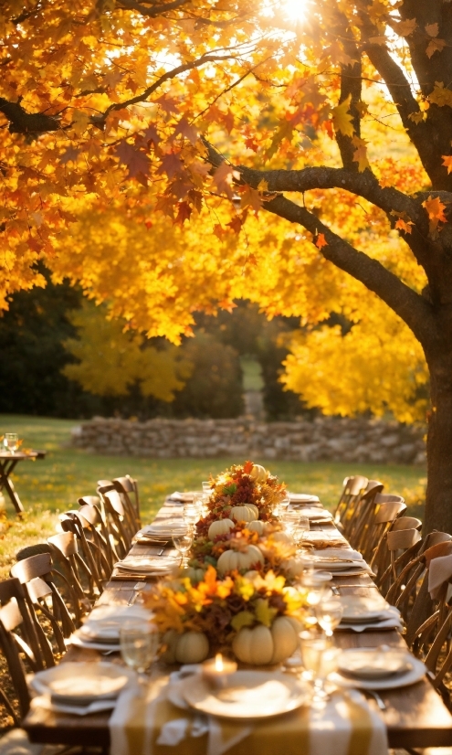 Table, Tableware, Furniture, Light, Leaf, Nature