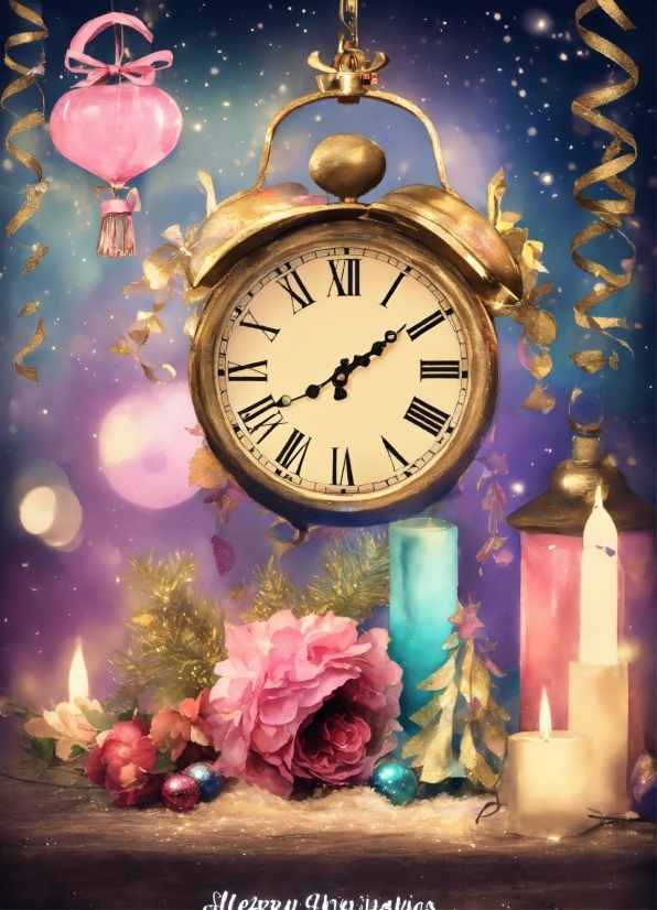 Light, Flower, Clock, Pink, Font, Petal