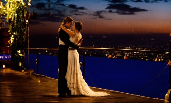 Sky, Cloud, Water, Flash Photography, Wedding Dress, Happy