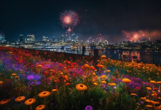 Sky, Flower, Plant, Atmosphere, Fireworks, Cloud