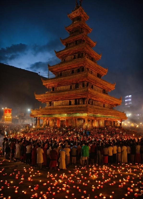 Cloud, Sky, Building, World, Temple, Plant