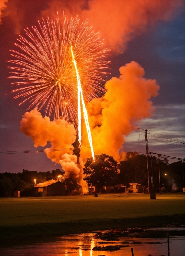 Sky, Cloud, Fireworks, World, Water, Fire