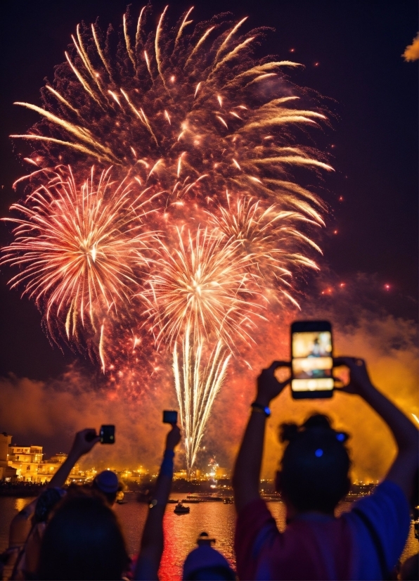 Fireworks, Photograph, Light, Lighting, Sky, Gesture