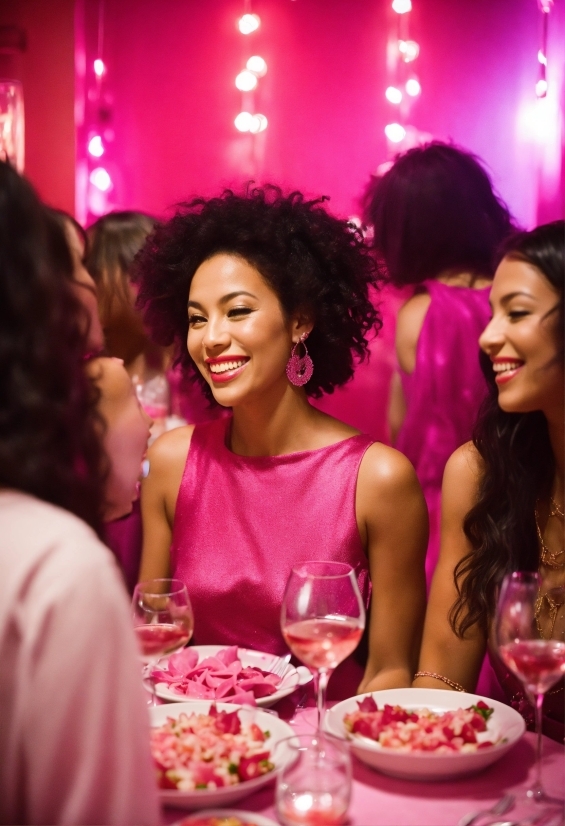 Smile, Tableware, Photograph, Purple, Fashion, Human