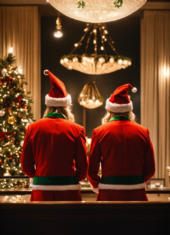 Christmas Tree, Light, Interior Design, Window, Chair, Red