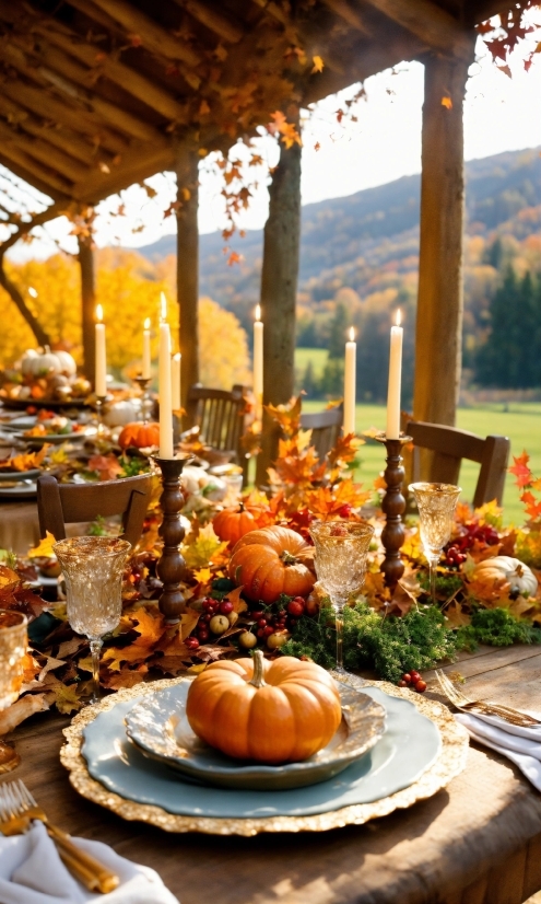 Food, Table, Plant, Furniture, Pumpkin, Leaf