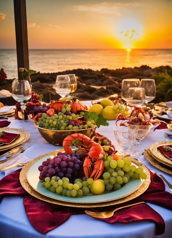 Food, Tableware, Table, Sky, Water, Dishware