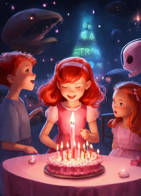 Candle, Food, Table, Human, Birthday Candle, Cartoon