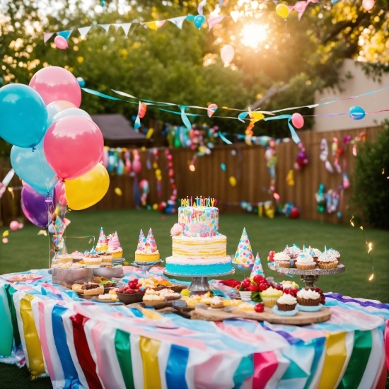 Food, Table, Decoration, Tablecloth, Yellow, Birthday Party