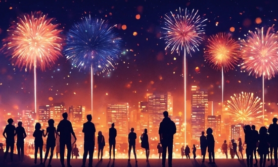 Skyscraper, Fireworks, World, Sky, Light, Nature