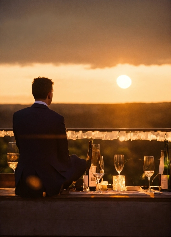 Cloud, Sky, Tableware, Table, Sunset, Bottle