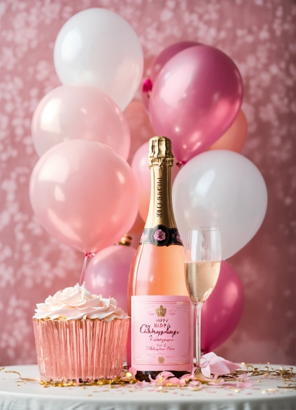 Food, Bottle, Balloon, Lighting, Pink, Ingredient