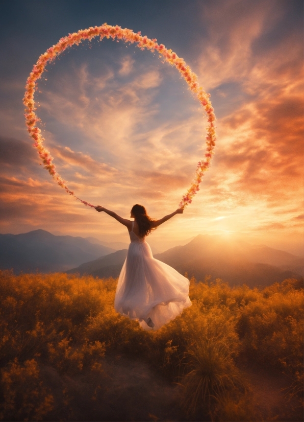 Cloud, Sky, Wedding Dress, People In Nature, Bride, Nature