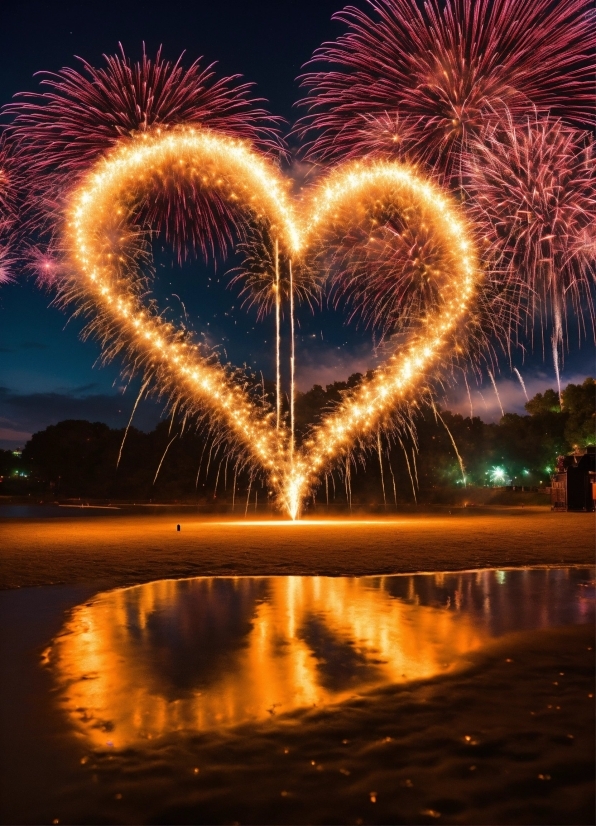 Water, Sky, Fireworks, Photograph, Light, Nature