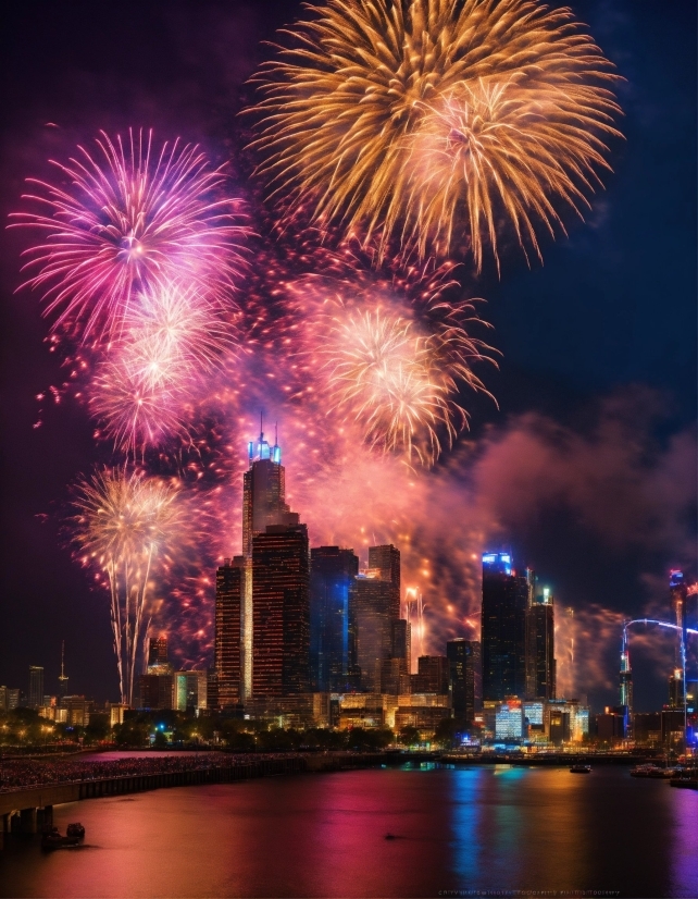 Fireworks, Building, Water, Atmosphere, Daytime, Photograph