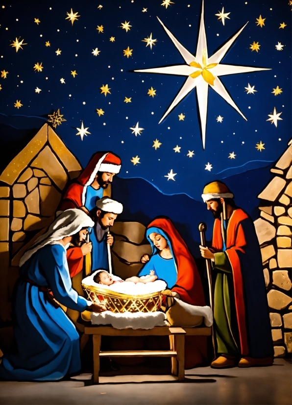 Nativity Scene, World, Window, Art, Event, Electric Blue