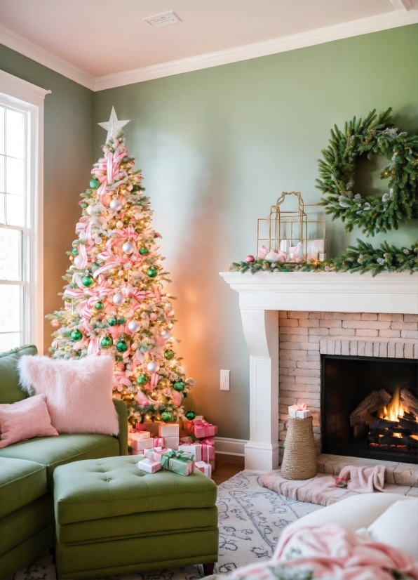 Christmas Tree, Plant, White, Window, Green, Wood