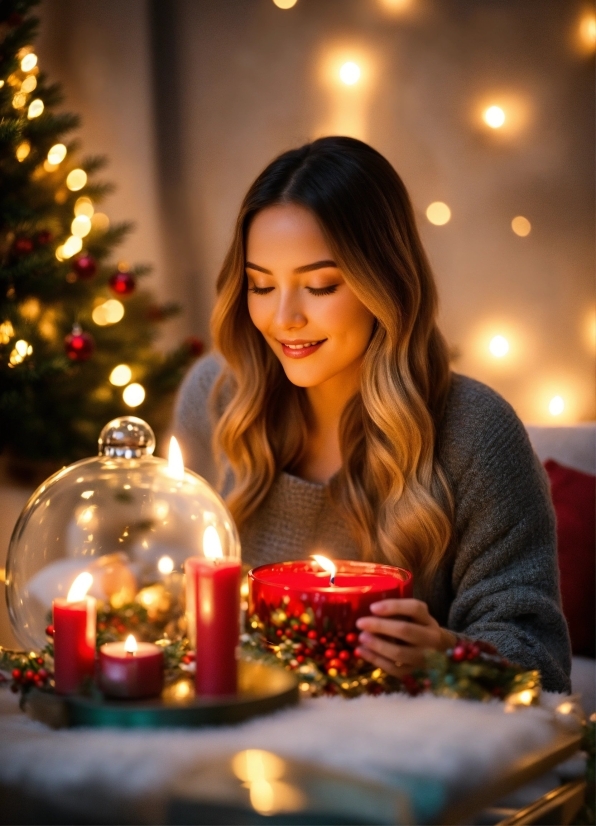 Christmas Tree, Plant, Light, Candle, Tree, Happy