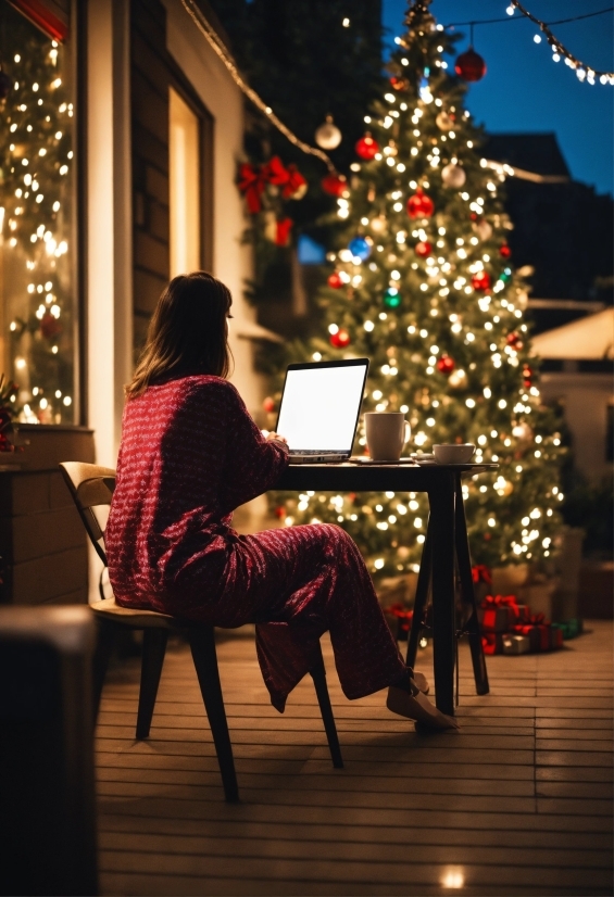 Christmas Tree, Window, Light, Human Body, Interior Design, Lighting