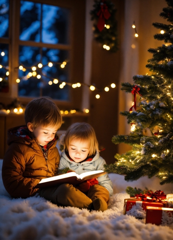 Head, Christmas Tree, Eye, Facial Expression, Light, Human Body