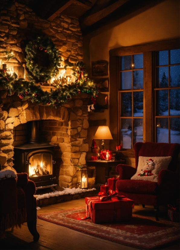 Building, Wood, Window, Living Room, Plant, Hearth