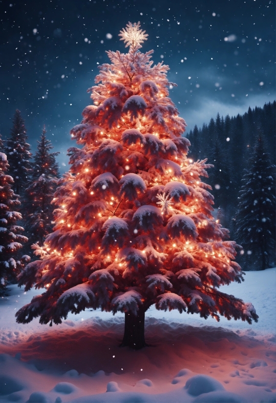 Sky, Plant, World, Snow, Light, Christmas Tree