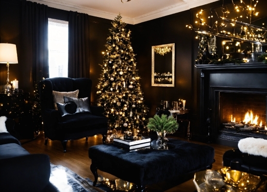 Christmas Tree, Furniture, Couch, Light, Decoration, Lighting