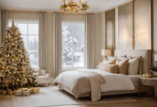 Christmas Tree, Furniture, Building, Wood, Decoration, Window