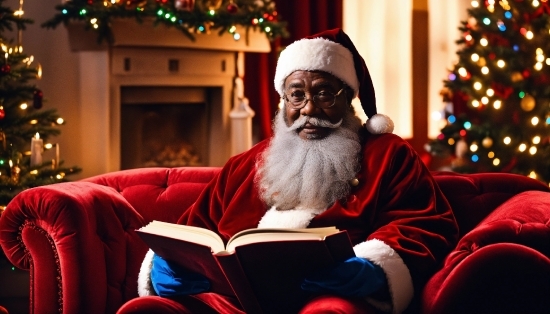 Smile, Beard, Christmas Tree, Facial Hair, Lap, Event