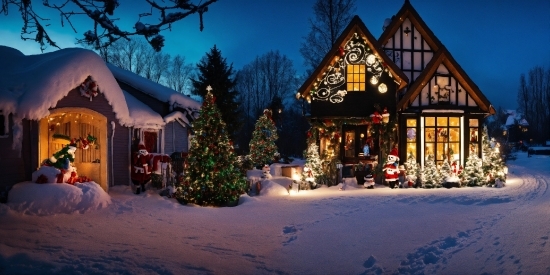 Plant, Sky, Snow, Christmas Tree, Light, Window