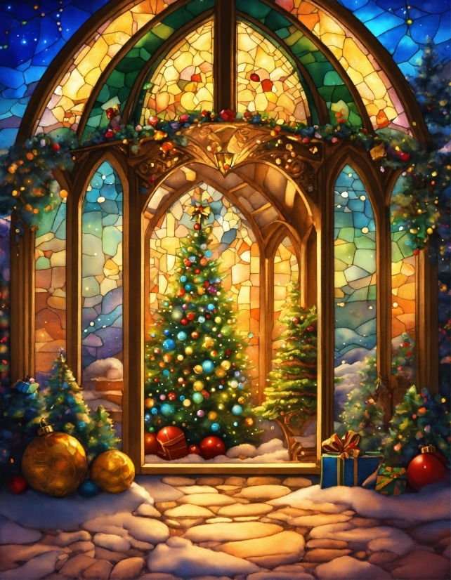 Christmas Tree, Property, Plant, Window, Light, Leaf